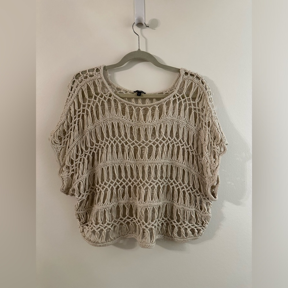 Express Oatmeal Crochet Knit Top